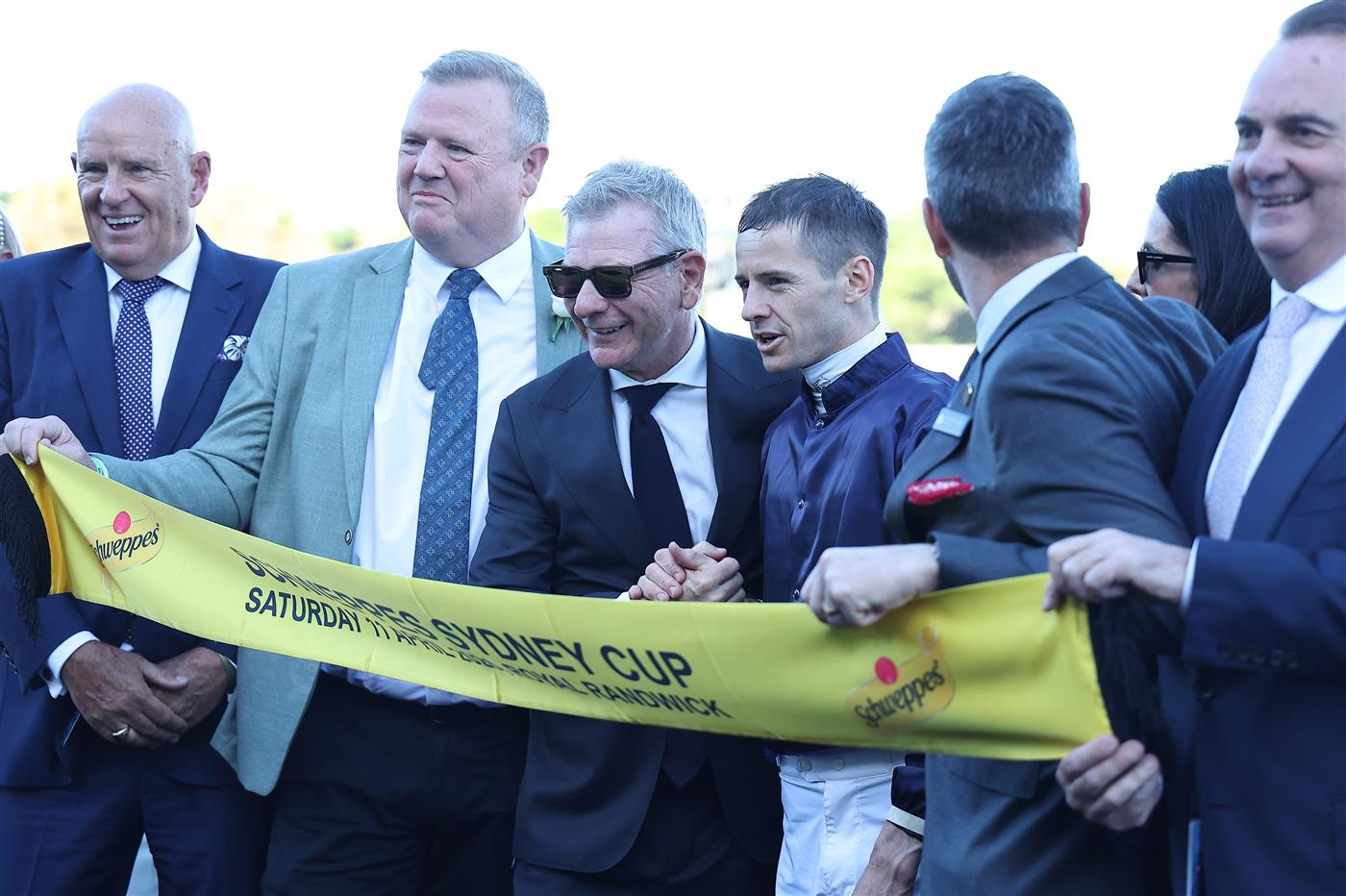 SYDNEY, AUSTRALIA - APRIL 11: Jason Collett riding Changingoftheguard win Race 7 Schweppes Sydney Cup during Sydney Racing at Royal Randwick Racecourse on April 11, 2026 in Sydney, Australia. (Photo by Jeremy Ng/Getty Images)