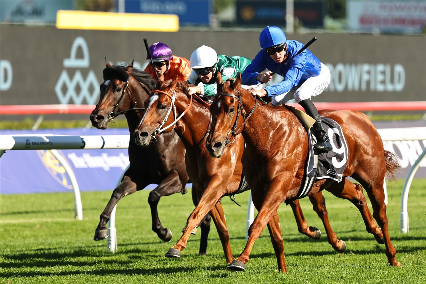 SYDNEY, AUSTRALIA - APRIL 11: Chad Schofield riding Tempted  win Race 6 Arrowfield 3YO Sprint during Sydney Racing at Royal Randwick Racecourse on April 11, 2026 in Sydney, Australia. (Photo by Jeremy Ng/Getty Images)