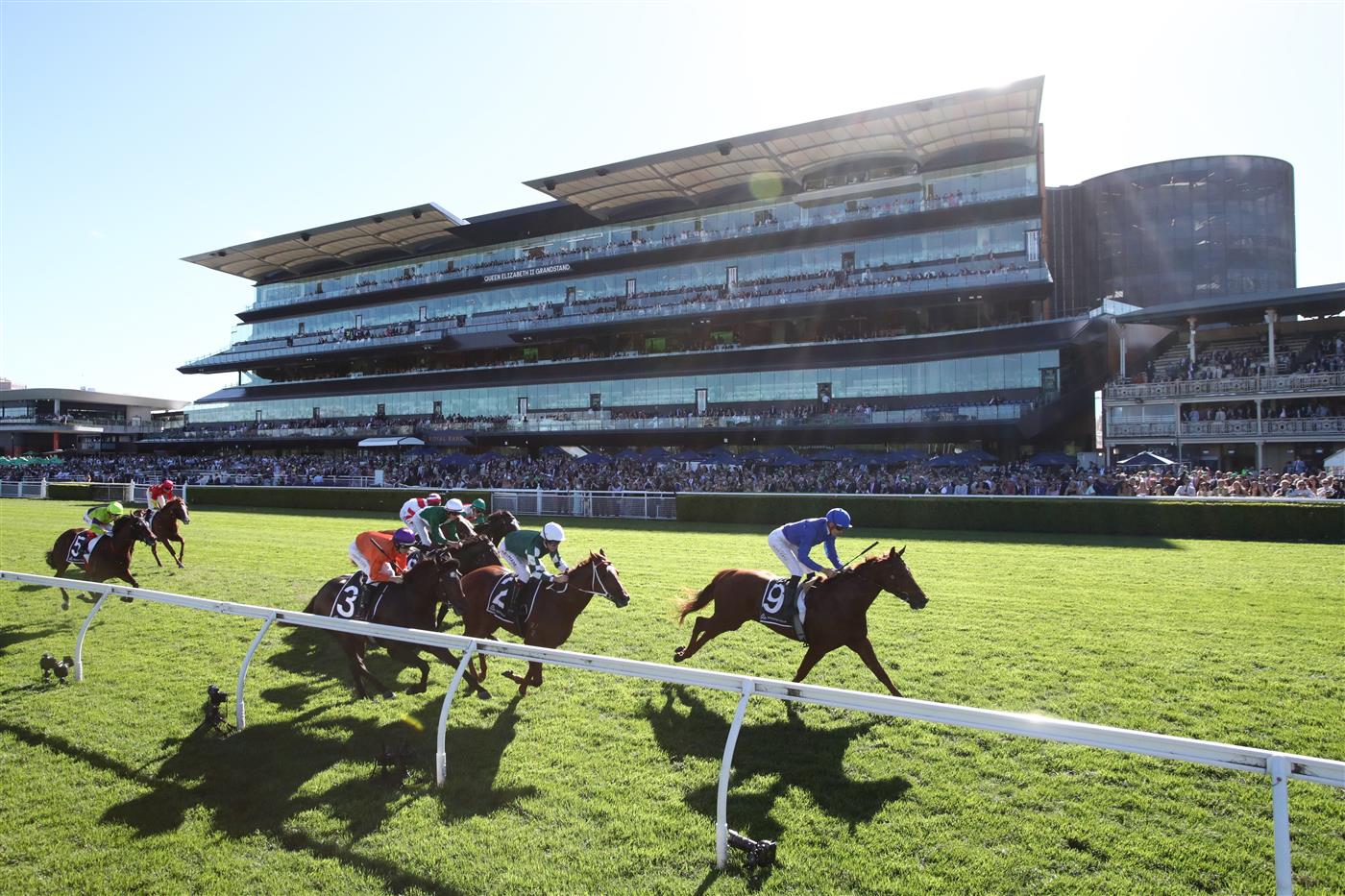 SYDNEY, AUSTRALIA - APRIL 11: (EDITORS NOTE: Image taken using a remote camera.) Chad Schofield riding Tempted win Race 6 The Arrowfield 3YO Sprint during Sydney Racing at Royal Randwick Racecourse on April 11, 2026 in Sydney, Australia. (Photo by Jason McCawley/Getty Images)