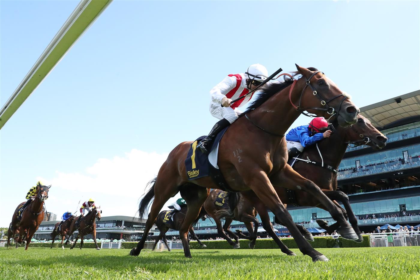SYDNEY, AUSTRALIA - APRIL 11: Damian Lane riding Beskar win ?Race 2 Bisley Workwear South Pacific Classic during Sydney Racing at Royal Randwick Racecourse on April 11, 2026 in Sydney, Australia. (Photo by Jeremy Ng/Getty Images)