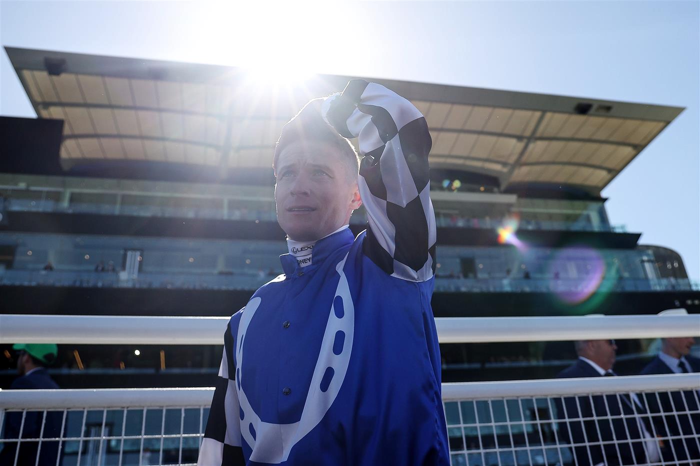 SYDNEY, AUSTRALIA - APRIL 11: James McDonald riding Lord Of Biscay win ?Race 4 Provincial-Midway Championships Final during Sydney Racing at Royal Randwick Racecourse on April 11, 2026 in Sydney, Australia. (Photo by Jeremy Ng/Getty Images)