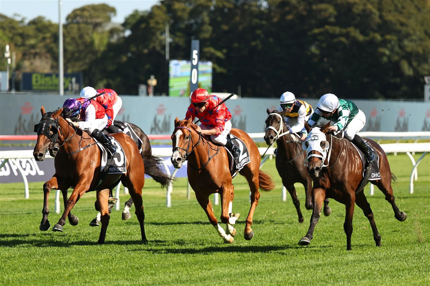 SYDNEY, AUSTRALIA - APRIL 11: James McDonald  riding  Ohope Wins win ?Race 5 Asahi Super Dry Australian Oaks during Sydney Racing at Royal Randwick Racecourse on April 11, 2026 in Sydney, Australia. (Photo by Jeremy Ng/Getty Images)