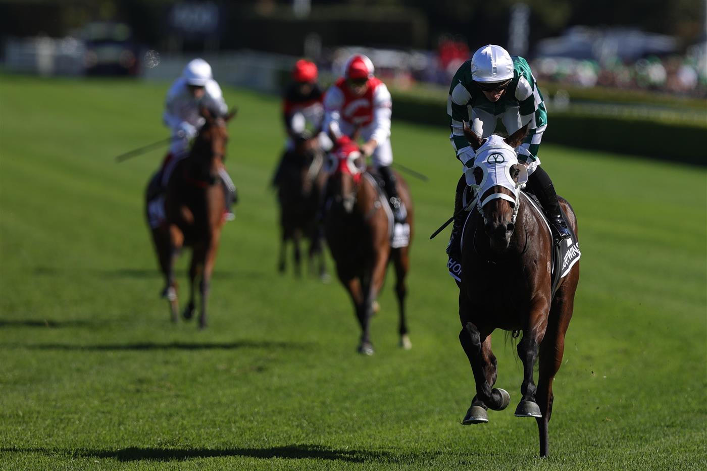 SYDNEY, AUSTRALIA - APRIL 11: James McDonald riding Ohope Wins win Race 5 The Asahi Super Dry Australian Oaks during Sydney Racing at Royal Randwick Racecourse on April 11, 2026 in Sydney, Australia. (Photo by Jason McCawley/Getty Images)