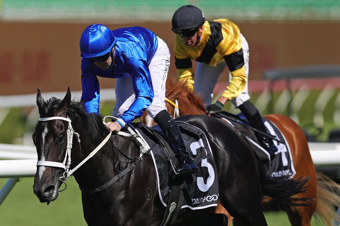 SYDNEY, AUSTRALIA - APRIL 11: Tommy Berry riding Diameter win Race 1 The HKJC World Pools Fernhill Mile during Sydney Racing at Royal Randwick Racecourse on April 11, 2026 in Sydney, Australia. (Photo by Jason McCawley/Getty Images)