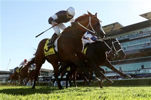 SYDNEY, AUSTRALIA - APRIL 11: Jason Collett riding Changingoftheguard win Race 7 Schweppes Sydney Cup during Sydney Racing at Royal Randwick Racecourse on April 11, 2026 in Sydney, Australia. (Photo by Jeremy Ng/Getty Images)