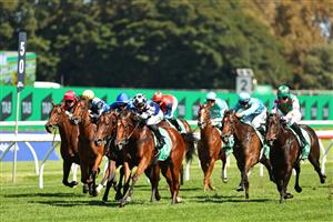 SYDNEY, AUSTRALIA - APRIL 11: Ben Thompson riding Cherry Bomshell win ?Race 3 TAB Percy Sykes Stakes during Sydney Racing at Royal Randwick Racecourse on April 11, 2026 in Sydney, Australia. (Photo by Jeremy Ng/Getty Images)