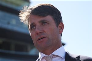SYDNEY, AUSTRALIA - APRIL 11: Trainer Rob Archibald looks on after Ben Thompson riding Cherry Bomshell win ?Race 3 TAB Percy Sykes Stakes during Sydney Racing at Royal Randwick Racecourse on April 11, 2026 in Sydney, Australia. (Photo by Jeremy Ng/Getty Images)