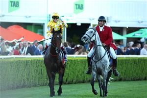 SYDNEY, AUSTRALIA - APRIL 11: Craig Williams riding Sir Delius win Race 9 Queen Elizabeth Stakes during Sydney Racing at Royal Randwick Racecourse on April 11, 2026 in Sydney, Australia. (Photo by Jeremy Ng/Getty Images)