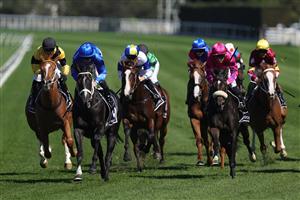 SYDNEY, AUSTRALIA - APRIL 11: Tommy Berry riding Diameter win Race 1 The HKJC World Pools Fernhill Mile during Sydney Racing at Royal Randwick Racecourse on April 11, 2026 in Sydney, Australia. (Photo by Jason McCawley/Getty Images)