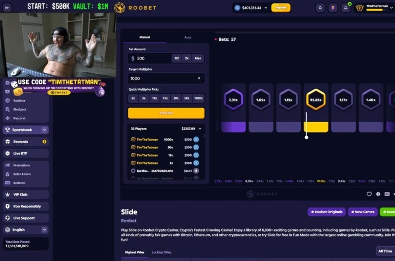 Tim 34K Roobet Slide Win