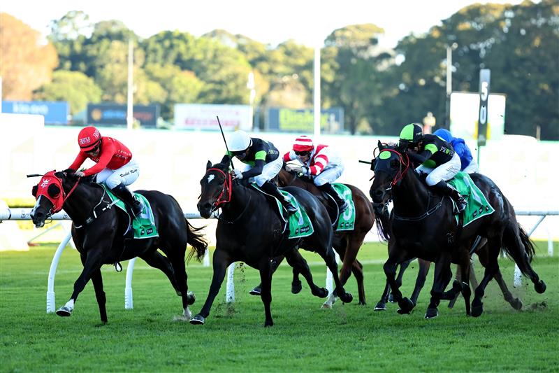 SYDNEY, AUSTRALIA - APRIL 18: Rachel King riding Mazu  win Race 8 TAB Hall Mark Stakes during Sydney Racing at Royal Randwick Racecourse on April 18, 2026 in Sydney, Australia. (Photo by Jeremy Ng/Getty Images)