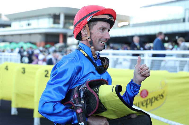 SYDNEY, AUSTRALIA - APRIL 18: Nash Rawiller riding Beiwacht  win Race 9 Schweppes All Aged Stakes during Sydney Racing at Royal Randwick Racecourse on April 18, 2026 in Sydney, Australia. (Photo by Jeremy Ng/Getty Images)