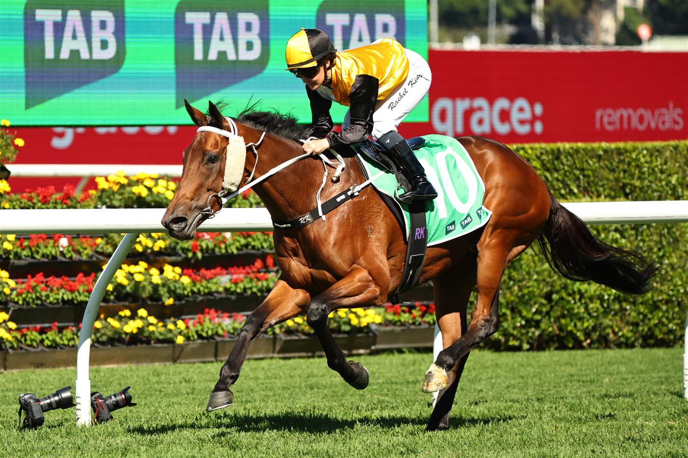 SYDNEY, AUSTRALIA - APRIL 18: Rachel Kingriding Ishikari win Race 2 Tab Highway Handicap during Sydney Racing at Royal Randwick Racecourse on April 18, 2026 in Sydney, Australia. (Photo by Jeremy Ng/Getty Images)