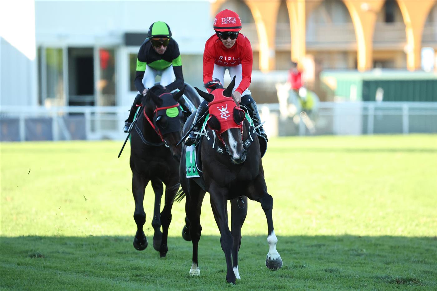 SYDNEY, AUSTRALIA - APRIL 18: Rachel King riding Mazu  win Race 8 TAB Hall Mark Stakes during Sydney Racing at Royal Randwick Racecourse on April 18, 2026 in Sydney, Australia. (Photo by Jeremy Ng/Getty Images)