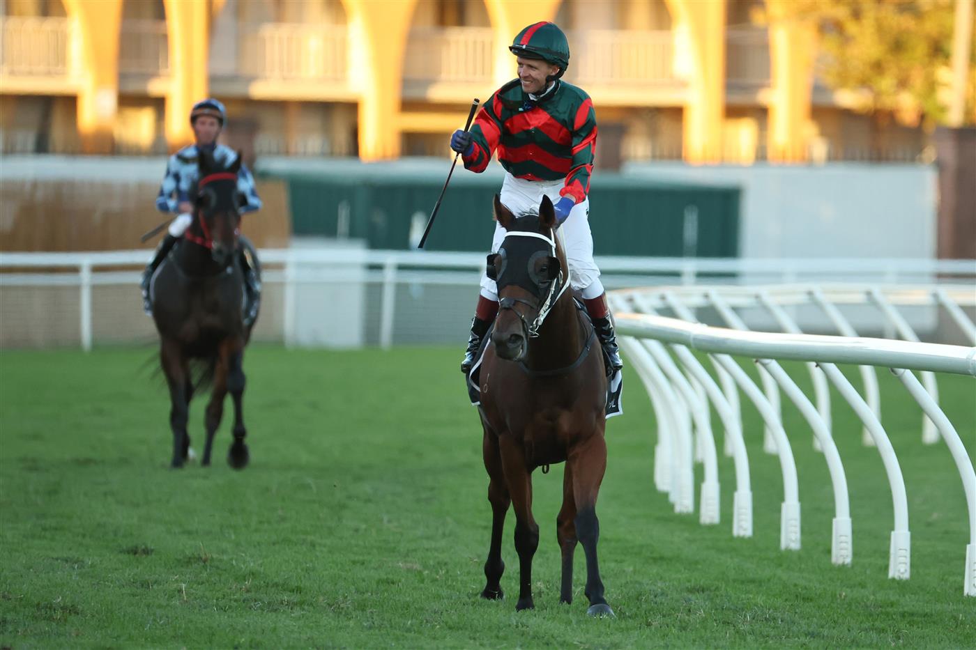 SYDNEY, AUSTRALIA - APRIL 18: Kerrin Mcevoy riding Captain Furai  win Race 10 HKJC World Pool during Sydney Racing at Royal Randwick Racecourse on April 18, 2026 in Sydney, Australia. (Photo by Jeremy Ng/Getty Images)
