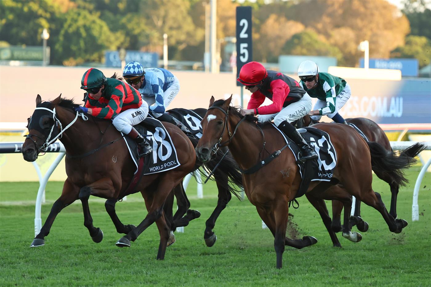 SYDNEY, AUSTRALIA - APRIL 18: Kerrin Mcevoy riding Captain Furai  win Race 10 HKJC World Pool during Sydney Racing at Royal Randwick Racecourse on April 18, 2026 in Sydney, Australia. (Photo by Jeremy Ng/Getty Images)