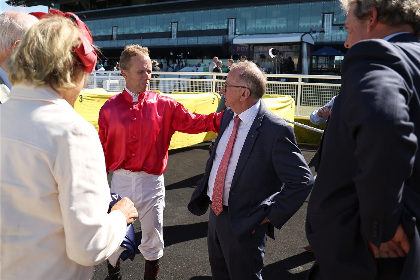 SYDNEY, AUSTRALIA - APRIL 18: Trainer Ron Quinton celebrates after Kerrin Mcevoy  riding  Signor Tortoni win Race 3 Catanach