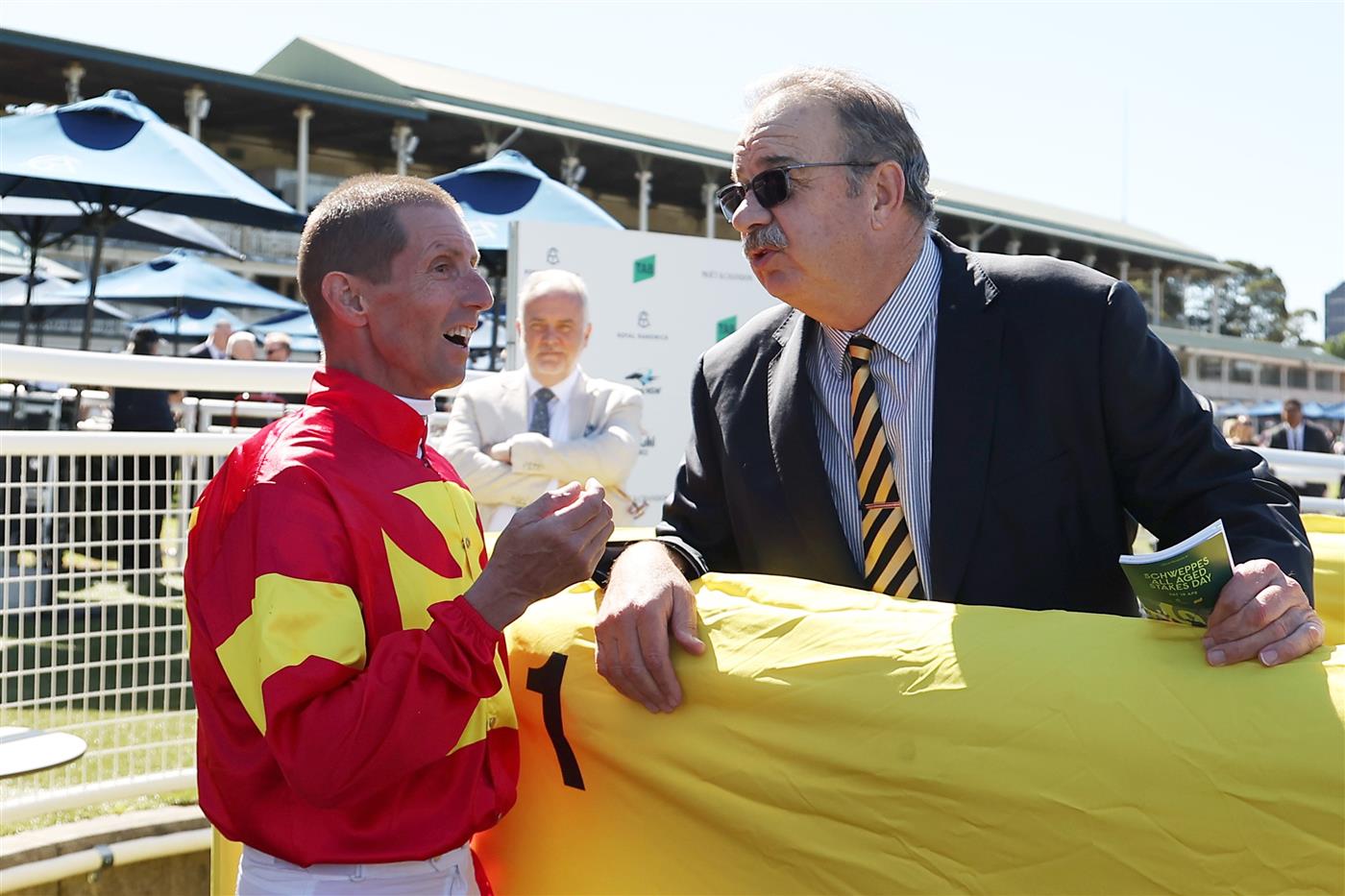 SYDNEY, AUSTRALIA - APRIL 18: Nash Rawiller riding Unique Ambition win Race 1 Midway during Sydney Racing at Royal Randwick Racecourse on April 18, 2026 in Sydney, Australia. (Photo by Jeremy Ng/Getty Images)