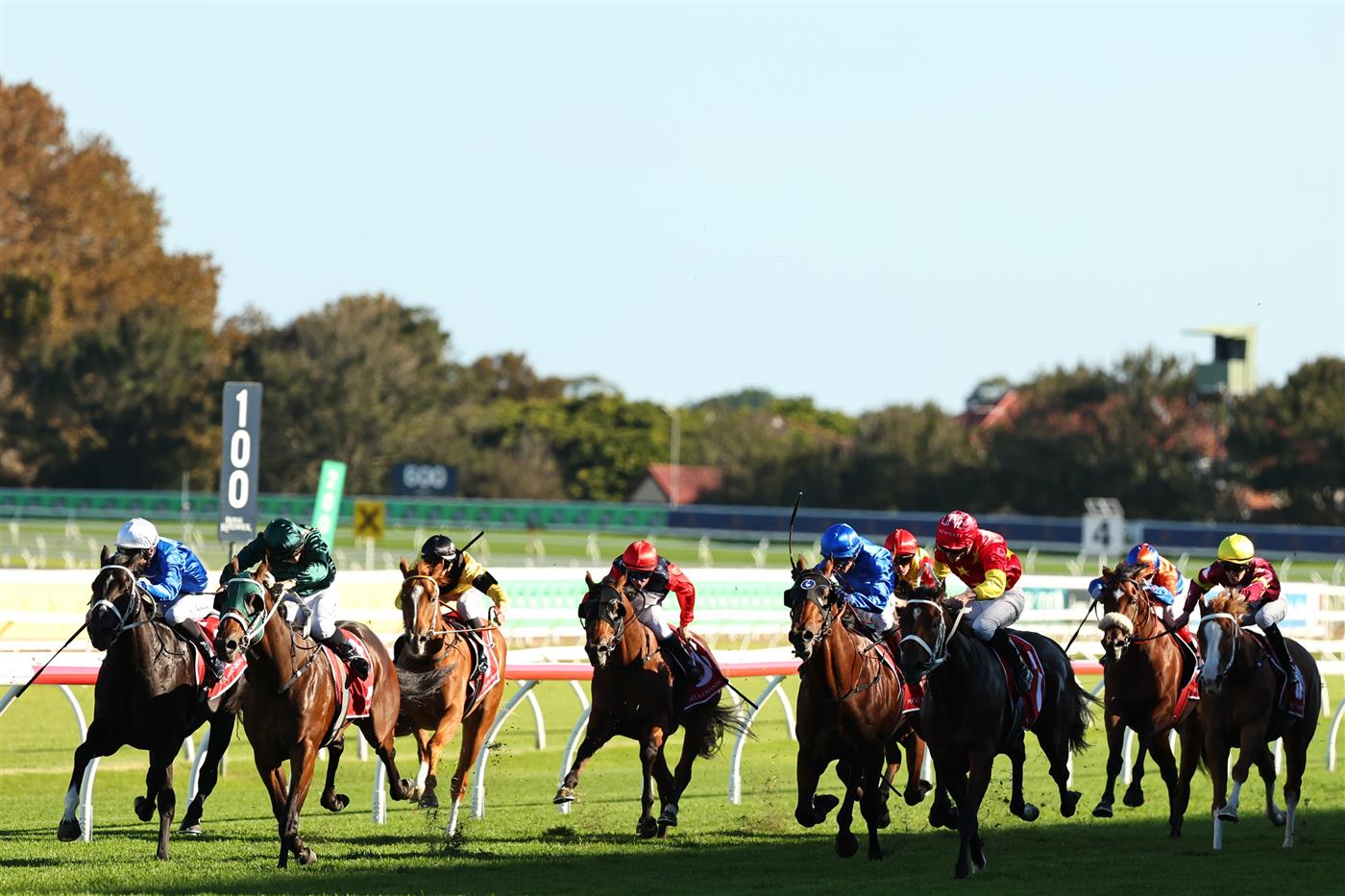 SYDNEY, AUSTRALIA - APRIL 18: Tim Clark riding Fireball win Race 7 Moet & Chandon Champagne Stakes during Sydney Racing at Royal Randwick Racecourse on April 18, 2026 in Sydney, Australia. (Photo by Jeremy Ng/Getty Images)