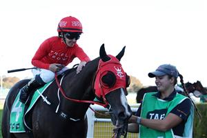 SYDNEY, AUSTRALIA - APRIL 18: Rachel King riding Mazu  win Race 8 TAB Hall Mark Stakes during Sydney Racing at Royal Randwick Racecourse on April 18, 2026 in Sydney, Australia. (Photo by Jeremy Ng/Getty Images)
