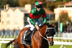 SYDNEY, AUSTRALIA - APRIL 18: Jason Collett  riding Asterix  win Race 6 Myplates Jra Plate during Sydney Racing at Royal Randwick Racecourse on April 18, 2026 in Sydney, Australia. (Photo by Jeremy Ng/Getty Images)