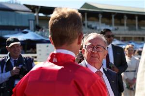 SYDNEY, AUSTRALIA - APRIL 18: Trainer Ron Quinton celebrates after Kerrin Mcevoy  riding  Signor Tortoni win Race 3 Catanach