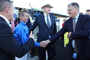 SYDNEY, AUSTRALIA - APRIL 18: Nash Rawiller riding Beiwacht  win Race 9 Schweppes All Aged Stakes during Sydney Racing at Royal Randwick Racecourse on April 18, 2026 in Sydney, Australia. (Photo by Jeremy Ng/Getty Images)