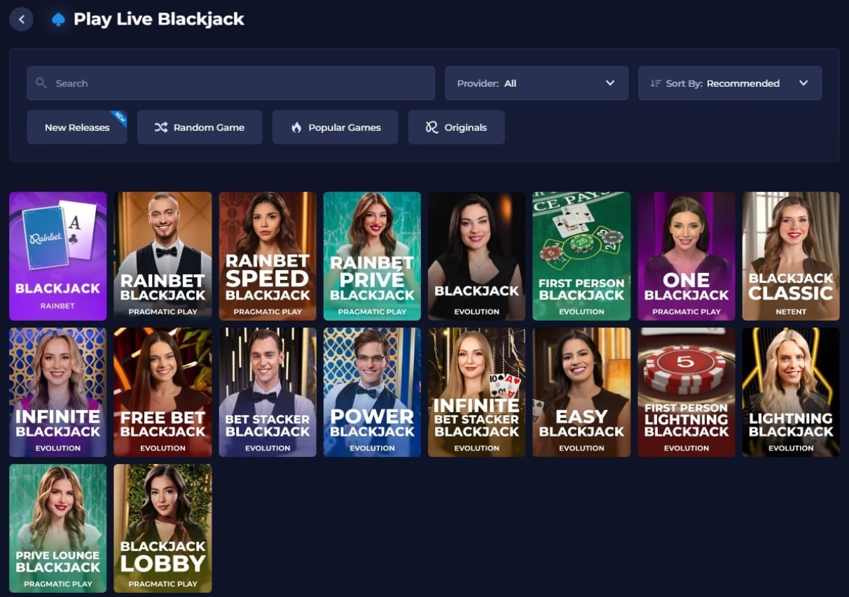 Rainbet Blackjack Screenshot Rainbet Blackjack Screenshot