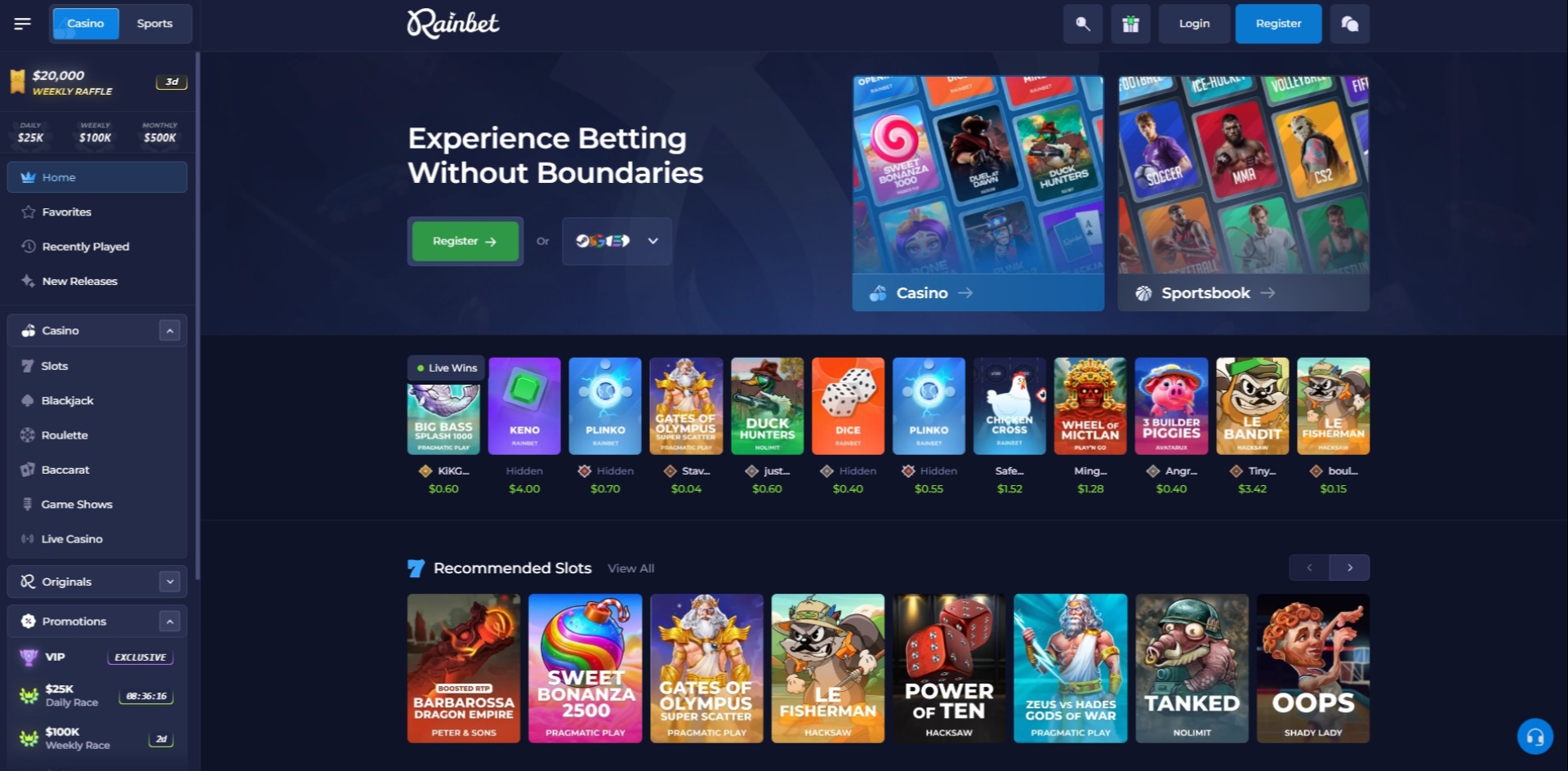 Rainbet Homepage Screenshot Rainbet Homepage Screenshot