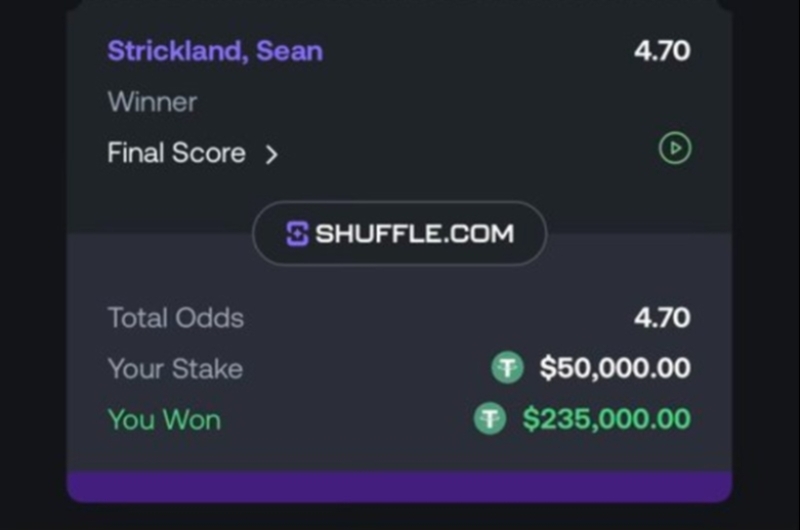 235K Shuffle MMA Bet Win