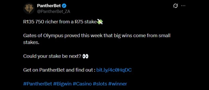 Twitter 135K Slot Win at PantherBet Twitter 135K Slot Win at PantherBet