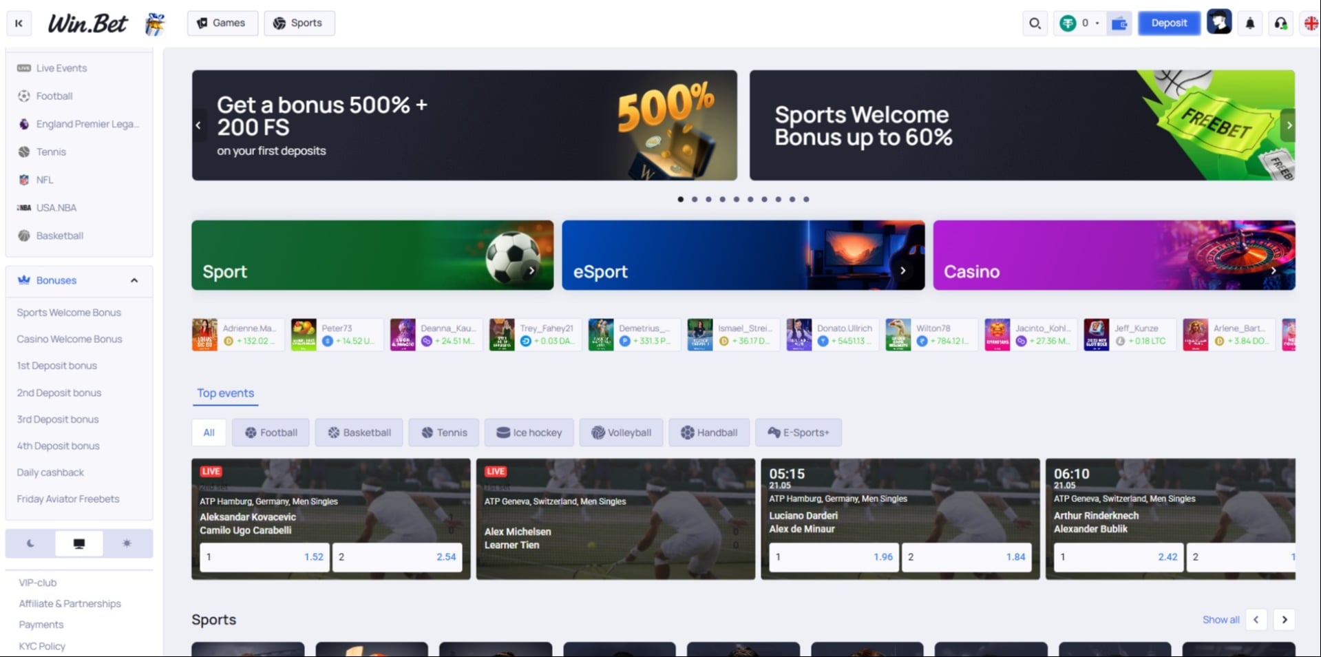 Winbet Home Screenshot Winbet Home Screenshot