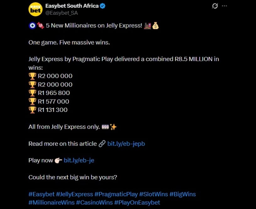 Twitter 5 New Millionaires at Easybet Twitter 5 New Millionaires at Easybet
