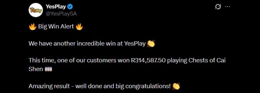 Twitter 314K YesPlay Slot Win Twitter 314K YesPlay Slot Win