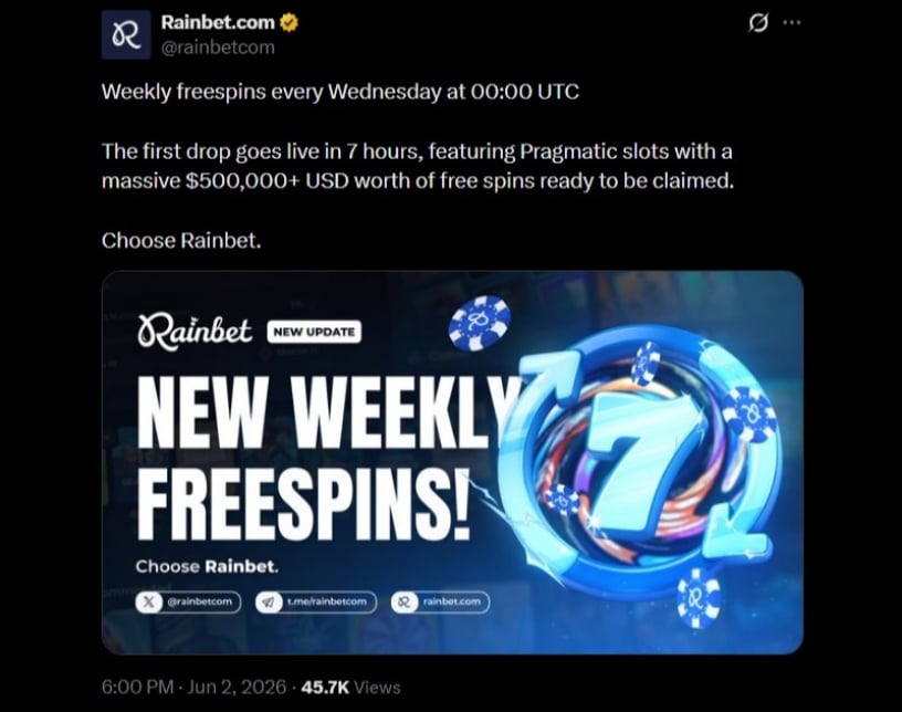 Twitter Rainbet Weekly Free Spins
