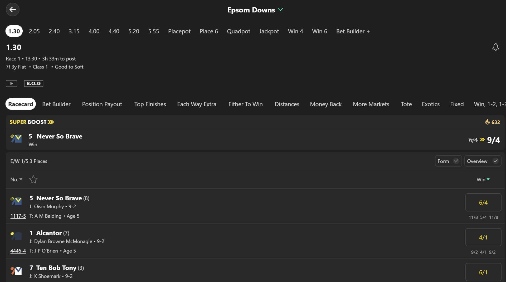 Never So Brave Epsom Super Boost bet365