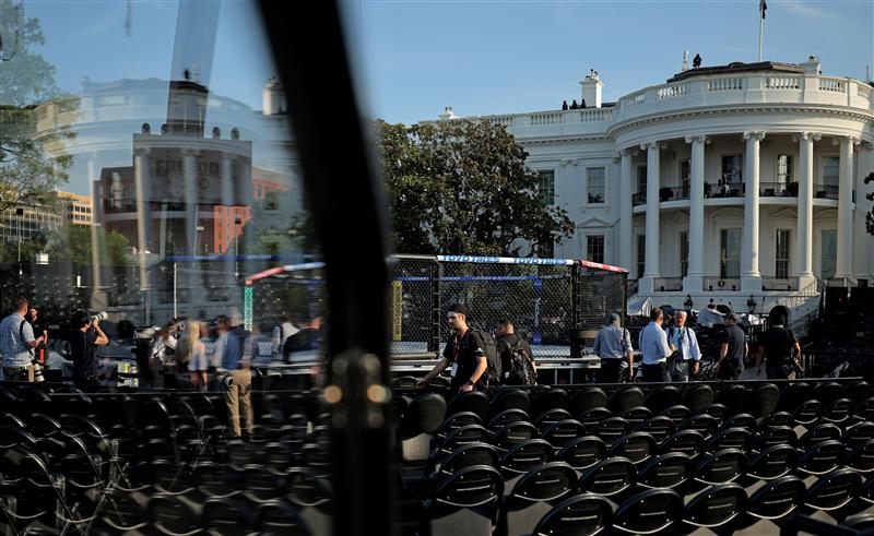The UFC Freedom 250 setup on the White House lawn. (Getty Images)