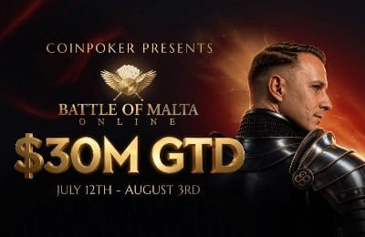 Онлайн-турнир Battle of Malta 2026»: фестиваль с гарантированным призовым фондом в 30 миллионов долларов пройдет на CoinPoker