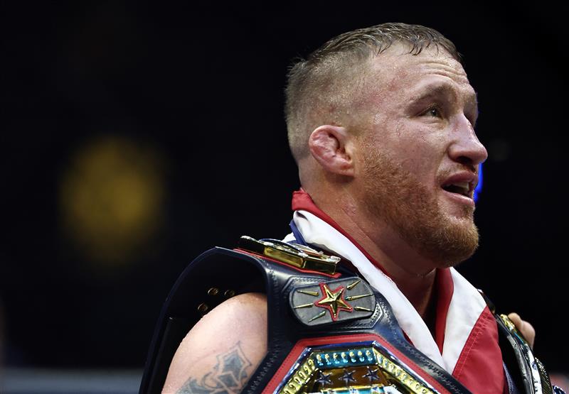 Justin Gaethje of the United States reacts after defeating Ilia Topuria of Georgia by technical knockout in the fourth round in the UFC Lightweight Championship bout during UFC Freedom 250 at the White House on June 14, 2026 in Washington, DC. (Photo by Chris Graythen/Getty Images)