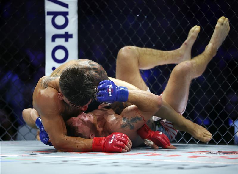Ilia Topuria of Georgia grapples with Justin Gaethje of the United States in the UFC Lightweight Championship bout during UFC Freedom 250 at the White House on June 14, 2026 in Washington, DC. (Photo by Chris Graythen/Getty Images)