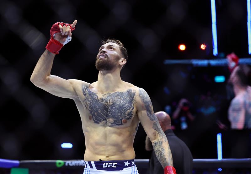 Mauricio Ruffy of Brazil celebrates after defeating Michael Chandler of the United States by technical knockout in the first round during UFC Freedom 250 at the White House on June 14, 2026 in Washington, DC. (Photo by Chris Graythen/Getty Images)