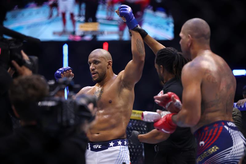 Ciryl Gane of France celebrates after defeating Alex Pereira of Brazil in the Interim UFC Heavyweight Championship bout during UFC Freedom 250 at the White House on June 14, 2026 in Washington, DC. (Photo by Chris Graythen/Getty Images)