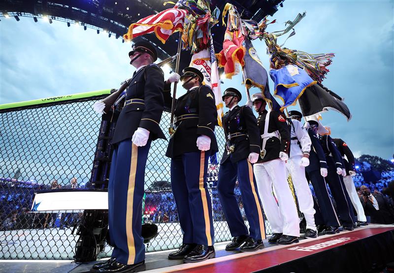 The ceremonial color guard are seen during UFC Freedom 250 at the White House on June 14, 2026 in Washington, DC. (Photo by Chris Graythen/Getty Images)