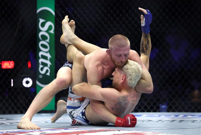 Bo Nickal of the United States grapples with Kyle Daukus of the United States during UFC Freedom 250 at the White House on June 14, 2026 in Washington, DC. (Photo by Chris Graythen/Getty Images)