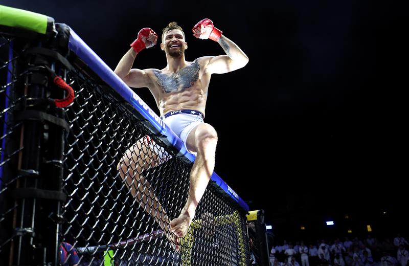 Mauricio Ruffy of Brazil celebrates after defeating Michael Chandler of the U.S. by technical knockout in the first round of the UFC Freedom 250 at the White House on June 14, 2026 in Washington, DC. (Photo by Chris Graythen/Getty Images)