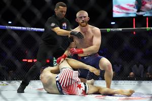 The referee stops the fight between Bo Nickal of the United States and Kyle Daukus of the United States during UFC Freedom 250 at the White House on June 14, 2026 in Washington, DC. (Photo by Chris Graythen/Getty Images)