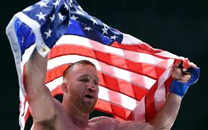 Justin Gaethje of the United States celebrates after defeating Ilia Topuria of Georgia in the UFC Lightweight Championship bout during UFC Freedom 250 at the White House on June 14, 2026 in Washington, DC. (Photo by Chris Graythen/Getty Images)