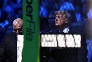 US President Donald Trump and UFC President and CEO Dana White look on during UFC Freedom 250 at the White House on June 14, 2026 in Washington, DC. (Photo by Chris Graythen/Getty Images)