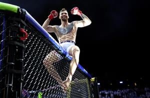 Mauricio Ruffy of Brazil celebrates after defeating Michael Chandler of the U.S. by technical knockout in the first round of the UFC Freedom 250 at the White House on June 14, 2026 in Washington, DC. (Photo by Chris Graythen/Getty Images)