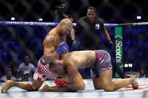 Ciryl Gane of France looks to strike Alex Pereira of Brazil in the Interim UFC Heavyweight Championship bout during UFC Freedom 250 at the White House on June 14, 2026 in Washington, DC. (Photo by Chris Graythen/Getty Images)